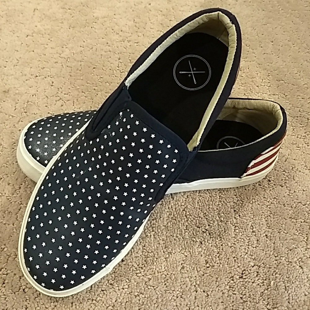 (SOLD) inkkas fair trade Blue liberty slip on